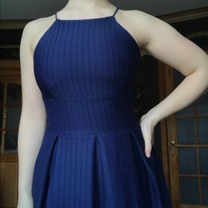Simons navy blue halter neck dress